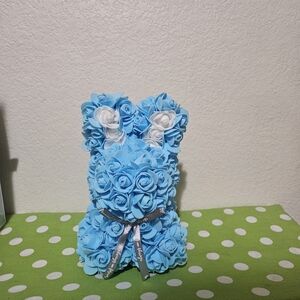 Blue and White Rose Teddy Bear